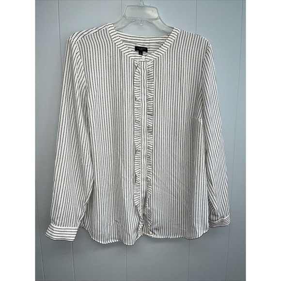 Talbots Top Small‎ Ruffled Long Sleeves Button Down Shirt Blouse Large Lp - Picture 1 of 13